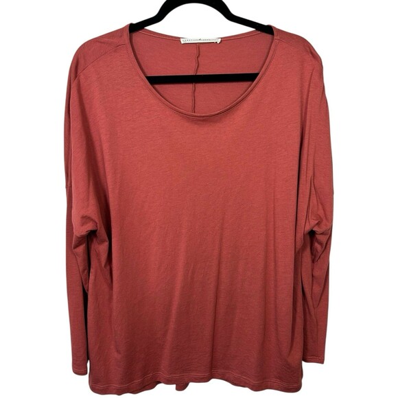 PERUVIAN CONNECTION Women's Burnt Rust Orange Crew Neck Long Sleeve Top Large - Picture 1 of 4
